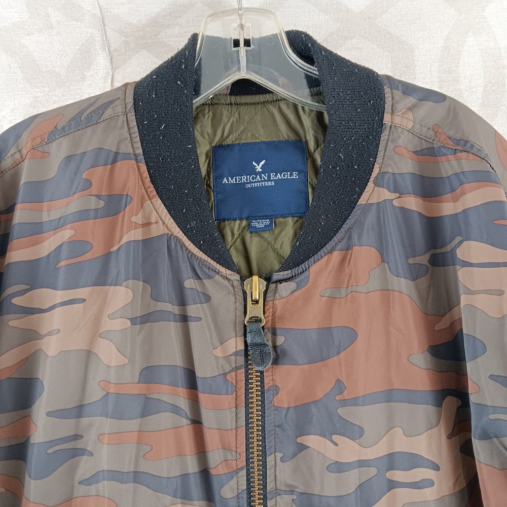 American Eagle Outfitters Camo Bomber Jacket Mens XL Lightweight Zip Front *Read - Picture 7 of 10
